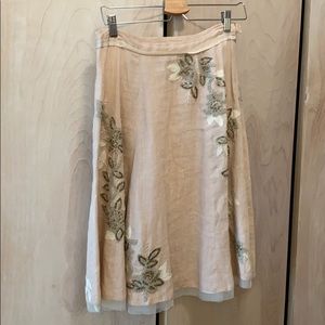 Tracy Reese for Anthropology, Linen beaded and embroidered skirt, 2, EUC